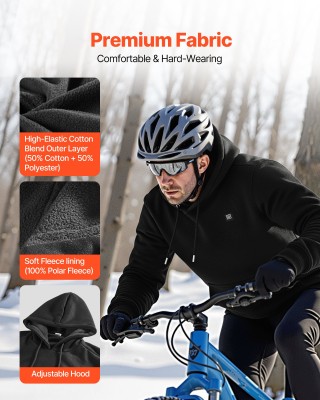 VEVOR Θερμαινόμενη Φούτερ με Κουκούλα - Unisex, Μαύρη, Μέγεθος XXL ...