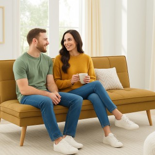 BAKAJI Καναπές Κρεβάτι Ρυθμιζόμενος 3 Θέσεων Εργονομικός σε Μουσταρ...