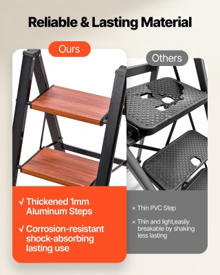 VEVOR Αναδιπλούμενη Σκάλα 3 Σκαλοπατιών με Αντιολισθητικά Σκαλοπάτι...