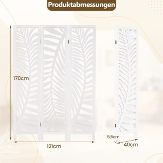 Costway 3-Πάνελ Διαχωριστικό με Φυσικό Ξύλινο Πλαίσιο Paulownia 121...