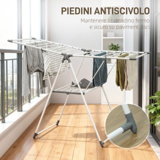 HOMCOM Διπλής Στάθμης Ρυθμιζόμενη Απλώστρα Ρούχων με 4 Ρυθμίσεις Ύψ...