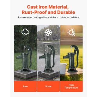 VEVOR Αντλία Χειρός Βεβόρ Παλαιάς Σχέδιασης, 25 ft Ανωτέρας Υψωσης,...