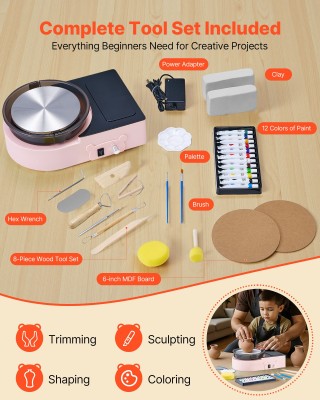 VEVOR Ηλεκτρικός Μίνι Τροχός Κεραμικής για Παιδιά και Ενήλικες - Ρο...