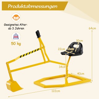 Costway  Κάθισμα 360° Περιστρεφόμενο Εκσκαφέας Μεταλλικός με Κουτάλ...