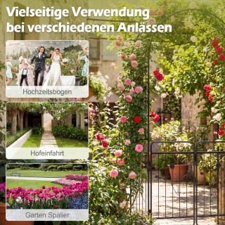 Costway Μεταλλική Αψίδα Κήπου με Κλείδωμα & Σπαλιέ Αγωγής, Μαύρη, 2...