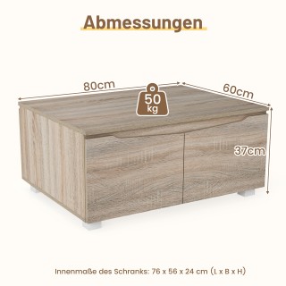 Costway Ρουστίκ Τραπεζάκι Σαλονιού με Κρυφό Αποθηκευτικό Χώρο, Ορθο...