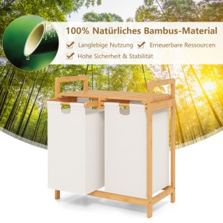 Costway Καλάθι ρούχων με 2 τμήματα, 2 αφαιρούμενους σάκους και ράφ... Costway Καλάθι ρούχων με 2 τμήματα, 2 αφαιρούμενους σάκους και ράφ...