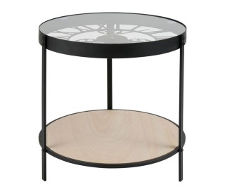 Ostaria Τραπέζι Μέταλλο Γυαλί Ξύλο Ρολόι Μαύρο -35647 Ostaria Τραπέζι Μέταλλο Γυαλί Ξύλο Ρολόι Μαύρο -35647