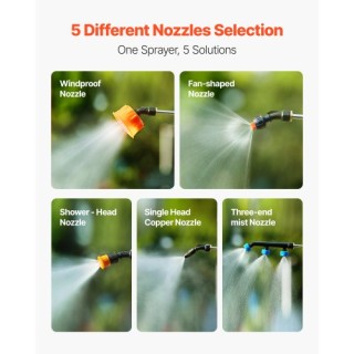 VEVOR Επαναφορτιζόμενος Ψεκαστήρας Πλάτης 3,2 Γαλόνια με Ρυθμιζόμεν...
