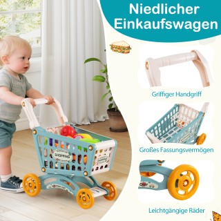 Costway 76 τεμάχια Σούπερ Μάρκετ με Καρότσι, Ζυγαριά & Σκάνερ Παιχν...