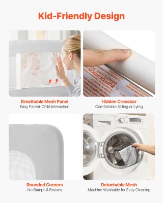 VEVOR Ράγα Ασφάλειας για Βρεφικό Κρεβάτι, Ρυθμιζόμενο Ύψος, Φορητό ...