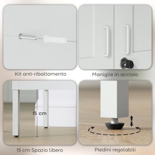 HOMCOM Μεταλλικό Ντουλάπι Γραφείου με 3 Ρυθμιζόμενα Ράφια, Κλειδαρι...