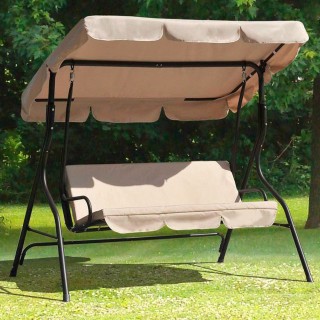 BAKAJI Κούνια Κήπου 3 Θέσεων Εξωτερικού Χώρου από Ατσάλι με Μπεζ Σ... BAKAJI Κούνια Κήπου 3 Θέσεων Εξωτερικού Χώρου από Ατσάλι με Μπεζ Σ...