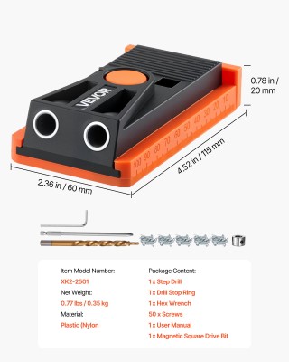 VEVOR Σύστημα Τσέπης Ξυλουργικής με Ρυθμιζόμενο Jig 12.7-38.1mm MIN...