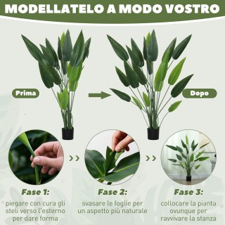 HOMCOM Τεχνητό Φυτό Πουλί του Παραδείσου 140 εκ. με 20 Φύλλα 830-94...