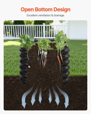 VEVOR Μεταλλικό Ανυψωμένο Κρεβάτι Κήπου 2.4 x 0.6 x 0.6 μ, Γκρι Οβά...