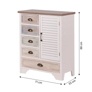 Galileo Ντουλάπι ξύλινο με 5 συρτάρια και 1 πόρτα 71x33x88 cm Grana...