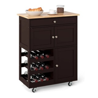 Costway Καρότσι Κουζίνας με Συρτάρια & Ράφι Κρασιών & Επιφάνεια Εργ... Costway Καρότσι Κουζίνας με Συρτάρια & Ράφι Κρασιών & Επιφάνεια Εργ...