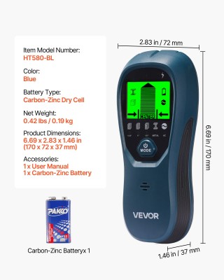 VEVOR Πολυλειτουργικός Ανιχνευτής Τοίχου 5 σε 1, 17 x 7.2 x 3.7 cm ... VEVOR Πολυλειτουργικός Ανιχνευτής Τοίχου 5 σε 1, 17 x 7.2 x 3.7 cm ...