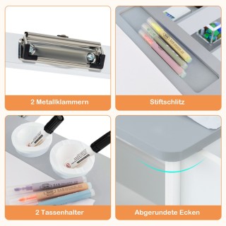 Costway Σετ Παιδικός Πίνακας Ζωγραφικής 6 σε 1 από Ξύλο με Διπλής Ό...