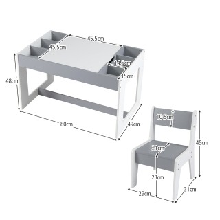 Costway Πολυλειτουργικό Παιδικό Τραπέζι & Σετ 2 Καρεκλών από Ξύλο μ...