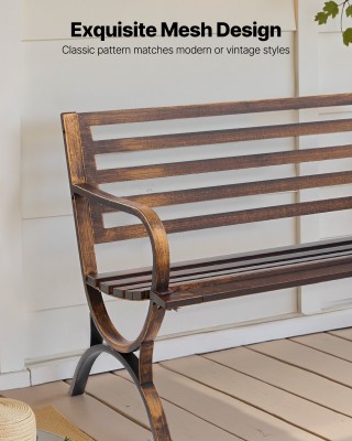 VEVOR Παγκάκι Κήπου Μεταλλικό 127 εκ. με Ράβδωση Πλάτη για Βεράντα ...