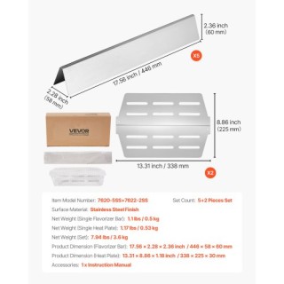 VEVOR Ράβδοι Γεύσης & Διασπορείς Θερμότητας για Ψησταριές Weber Gen...