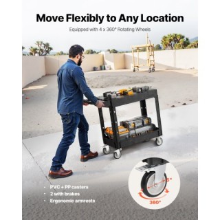 VEVOR Καρότσι Υπηρεσίας 2 Ραφιών 550 lbs με Ρόδες DXSLSYTCZH2CKF17ZV0