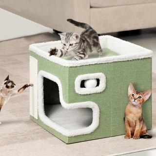 BAKAJI Πράσινο Σπιτάκι Γάτας με Ονυχοδρόμιο 42x42x33 εκ. 02842221 BAKAJI Πράσινο Σπιτάκι Γάτας με Ονυχοδρόμιο 42x42x33 εκ. 02842221