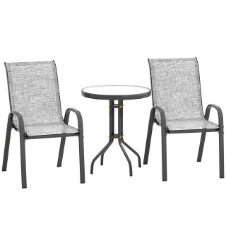 Outsunny Σετ Κήπου 3τμχ με 2 Καρέκλες Κήπου 54x71x93 cm και Στρογγυ...