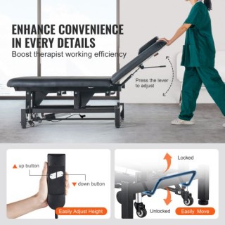 VEVOR Ηλεκτρικό Κρεβάτι Μασάζ Ρυθμιζόμενο Ύψος με Ρυθμιζόμενη Πλάτη...