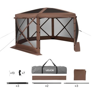 VEVOR Μεγάλη Εξάπλευρη Σκηνή Gazebo 3.6 x 3.6 m με Αφαιρούμενη Οροφ... VEVOR Μεγάλη Εξάπλευρη Σκηνή Gazebo 3.6 x 3.6 m με Αφαιρούμενη Οροφ...