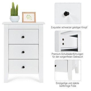 Costway Πολυλειτουργικό Κομοδίνο με 3 Συρτάρια για Οργάνωση και Απο...