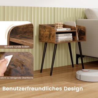 Costway Σύγχρονο Κομοδίνο με Διπλό Χώρο Αποθήκευσης και Μεταλλικά Π...