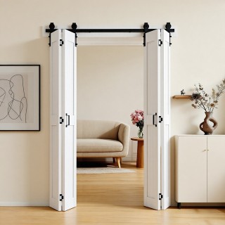 VEVOR Δίφυλλη Συρόμενη Πόρτα Ντουλάπας MDF 1219 x 2134 mm Λευκή MZB...