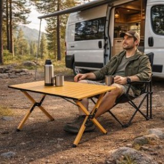 MULTIGARDEN Πτυσσόμενο τραπέζι κάμπινγκ 90x60 εκ. με τσάντα μεταφορ...