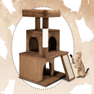 BAKAJI  Δέντρο Αναρρίχησης Καταφύγιο για Γάτες Ξύστρα Καφέ Φελίνοι ...