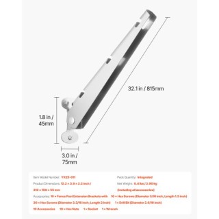 VEVOR Επέκταση Ύψους Στύλου Φράχτη 31 cm με Επιφάνεια Στήριξης (Σετ...