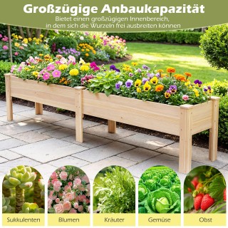 Costway Ξύλινο υπερυψωμένο παρτέρι με οπές αποστράγγισης και 2 χώρο...