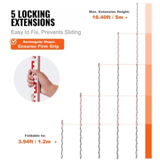 Τηλεσκοπική Ράβδος Μέτρησης VEVOR 5M με Αλφάδι & Τσάντα  GZCLG5M000...