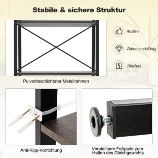 Costway  Ράφι Βιβλίων 4 Επιπέδων με Μεταλλικό Σκελετό και Βιομηχανι...