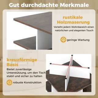 Costway Τετράγωνο Ξύλινο Τραπεζάκι Σαλονιού με 4 Αποθηκευτικούς Χώρ...