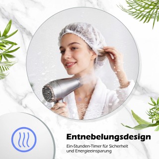 Costway Στρογγυλός Καθρέφτης Ø70 cm με Φωτισμό & Λειτουργία Μνήμης,...