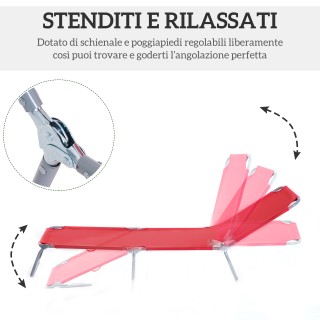 Outsunny Πτυσσόμενη Ξαπλώστρα Ήλιου με Ρυθμιζόμενη Πλάτη σε 5 Επίπε...