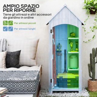 Outsunny Ξύλινη Αποθήκη Εργαλείων με 3 Ράφια και Αδιάβροχη Πίσσα Ορ...
