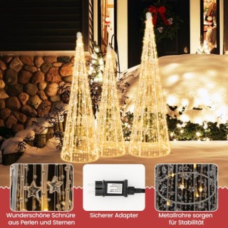 Χριστουγεννιάτικα Δέντρα  3 τμχ  με Φωτειζόμενη  Διακόσμηση  COSTWA...