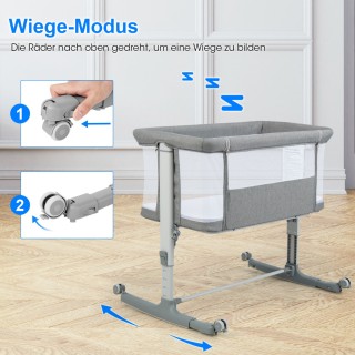 Costway Πολυλειτουργικό Βρεφικό Κρεβάτι & Λίκνο & Παιδικό Κρεβάτι μ...