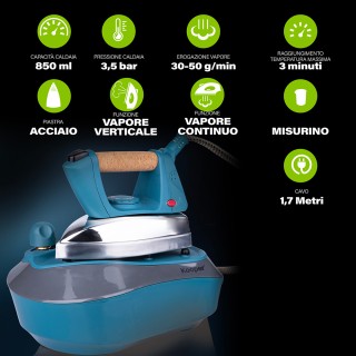 Kooper Σίδερο με boiler 850 ml συνεχής ατμός πλάκα από ατσάλι 2000 ...