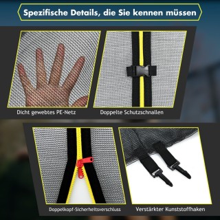 Costway Εξωτερικό Δίχτυ Ασφαλείας Ø 427cm για Τραμπολίνο με Φερμουά...