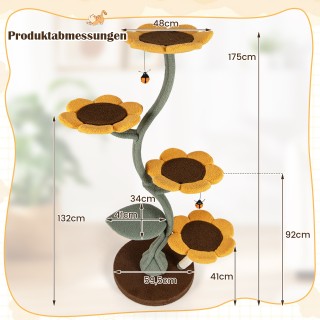 Costway 175 εκ. Δέντρο Γάτας με 5 Ανθόμορφες & Φυλλόμορφες Πλατφόρμ...